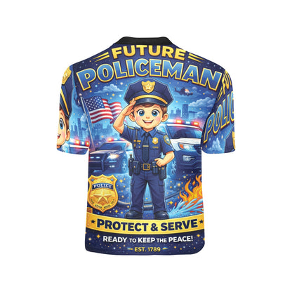 Little Kids' All Over Print Crew Neck T-Shirt - Proud to Serve - Young Patriot - Future Policeman