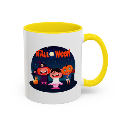 Accent Coffee Mug - Super kiddo wearing pumpkin - [[{"value":"Wonderwear Kid"}]]