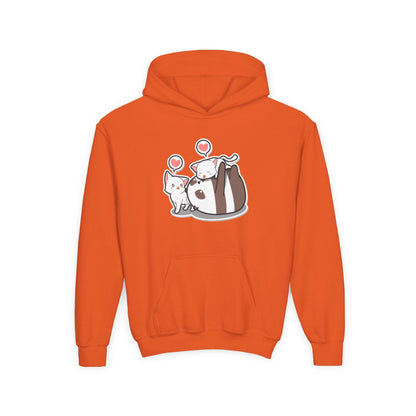 Youth Heavy Blend Hooded Sweatshirt - The Panda and Cat Printify