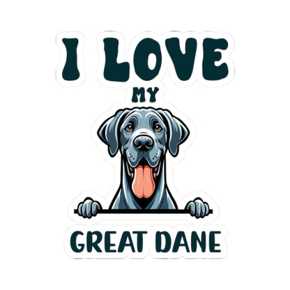 Kiss-Cut Vinyl Decals - I love my Great Dane Printify