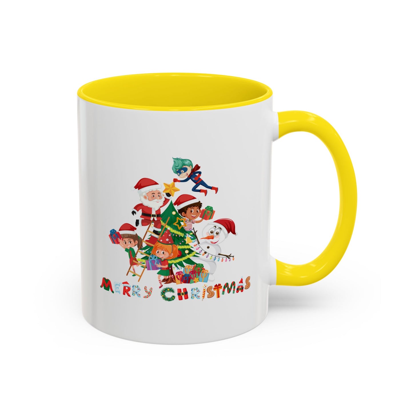 Accent Coffee Mug - Super kiddo making christmas tree with text