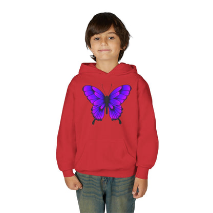 Youth Heavy Blend Hooded Sweatshirt - Tropical purple butterfly Printify