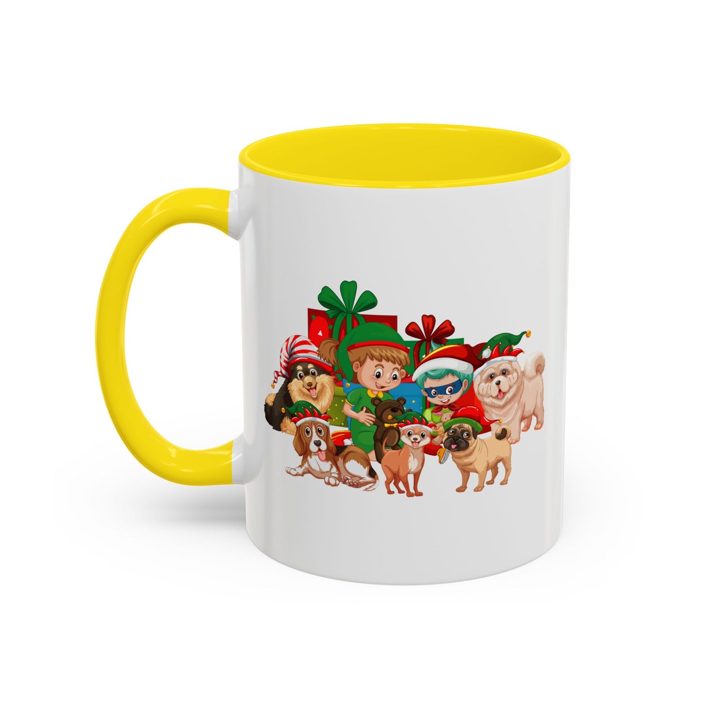 Accent Coffee Mug - Christmas with super kiddo pet friends without text