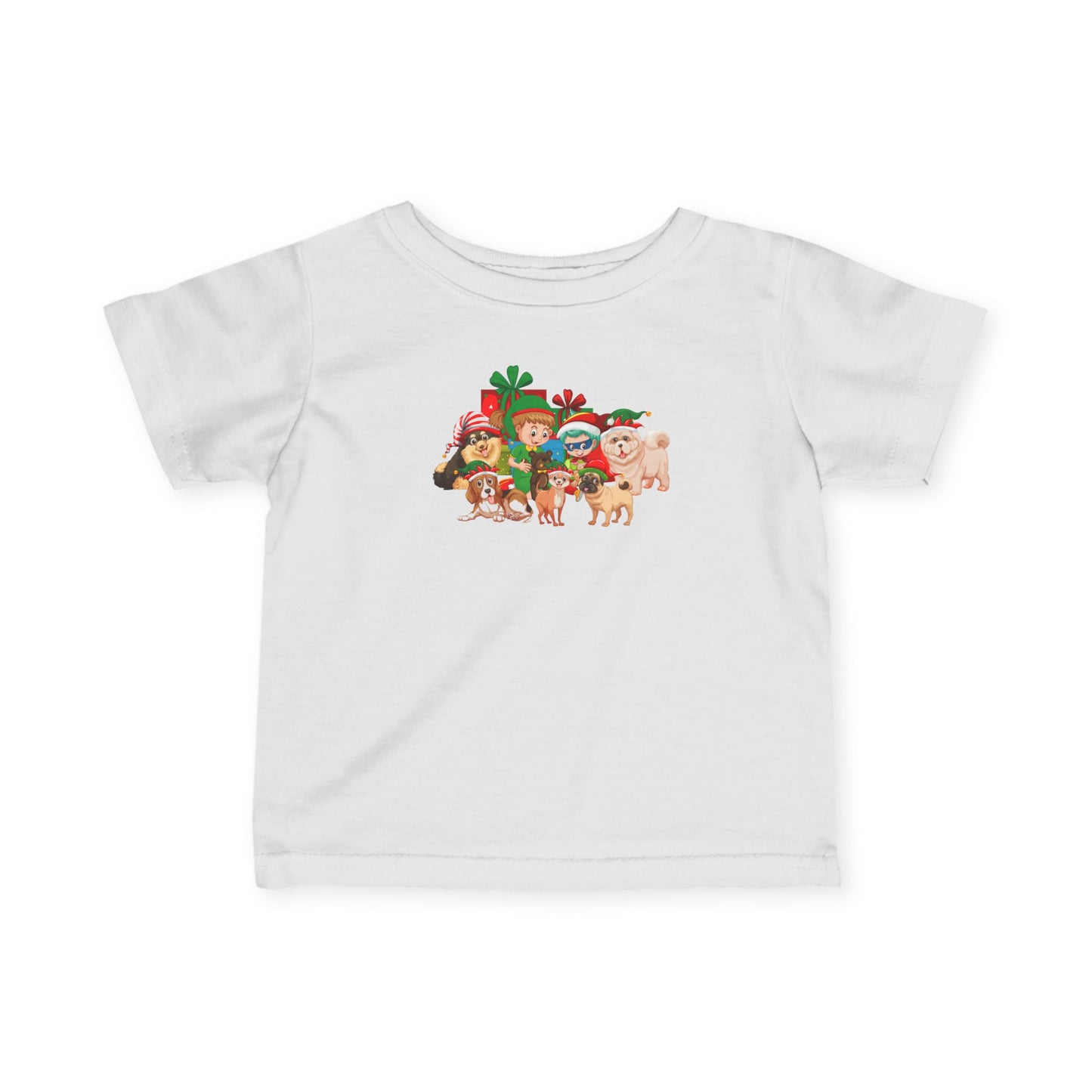 Infant Fine Jersey Tee - Christmas with super kiddo pet friends without text - [[{"value":"Wonderwear Kid"}]]