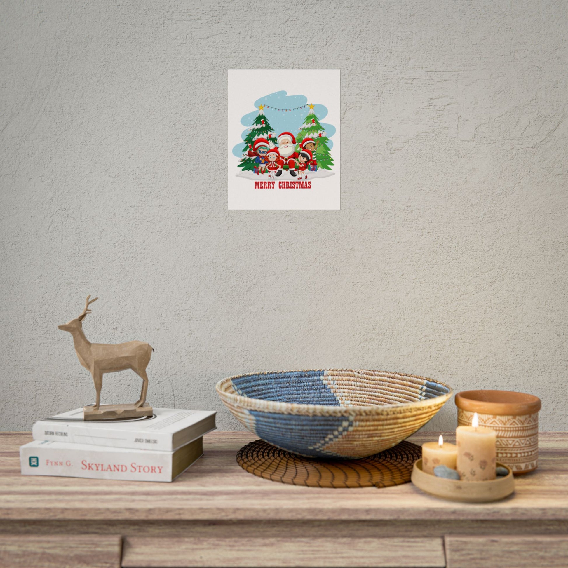 Rolled Posters - Super kiddo with santa claus Merry christmas - [[{"value":"Wonderwear Kid"}]]