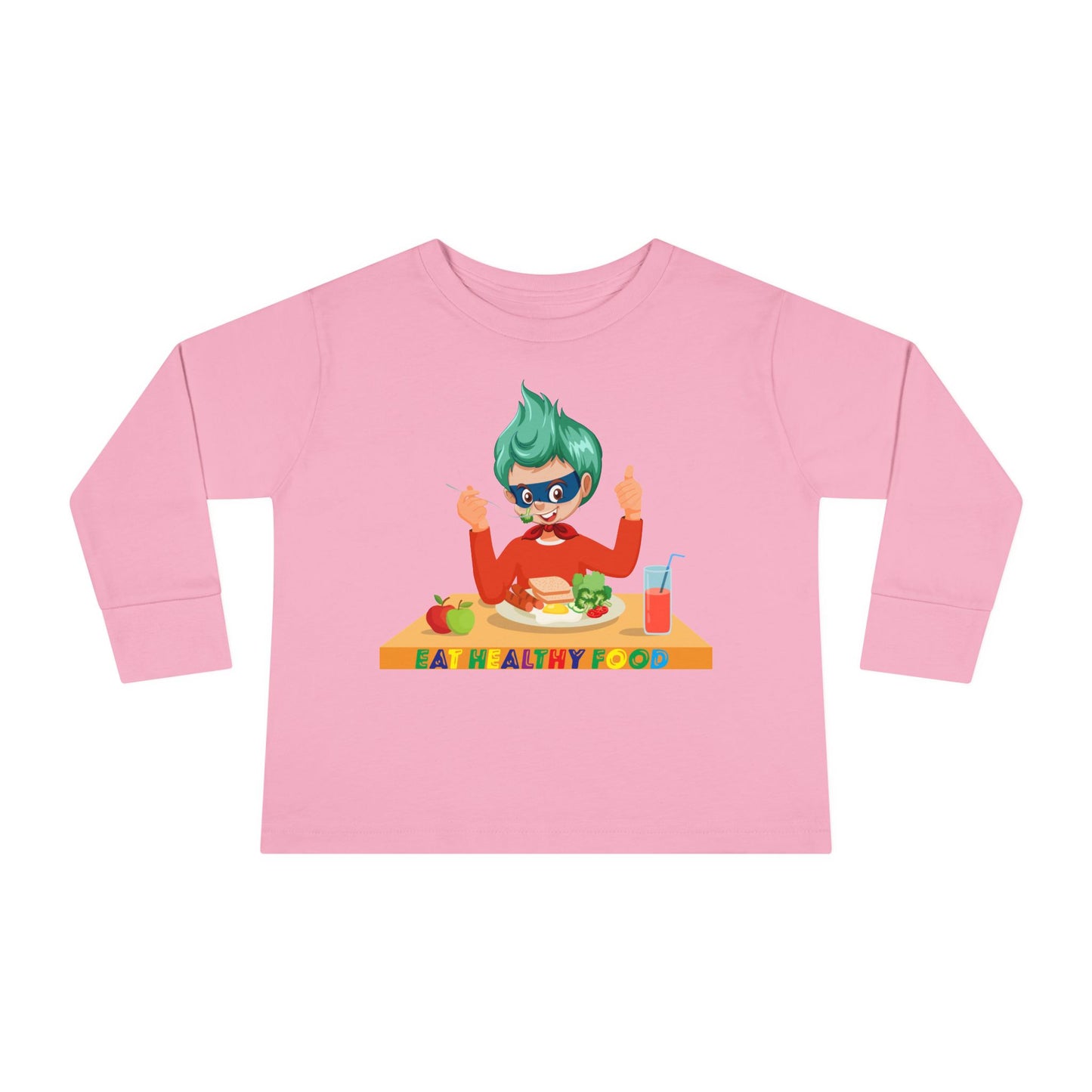 Toddler Long Sleeve Tee - Super kiddo eating healthy breafast - [[{"value":"Wonderwear Kid"}]]