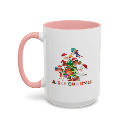 Accent Coffee Mug - Super kiddo making christmas tree with text - [[{"value":"Wonderwear Kid"}]]
