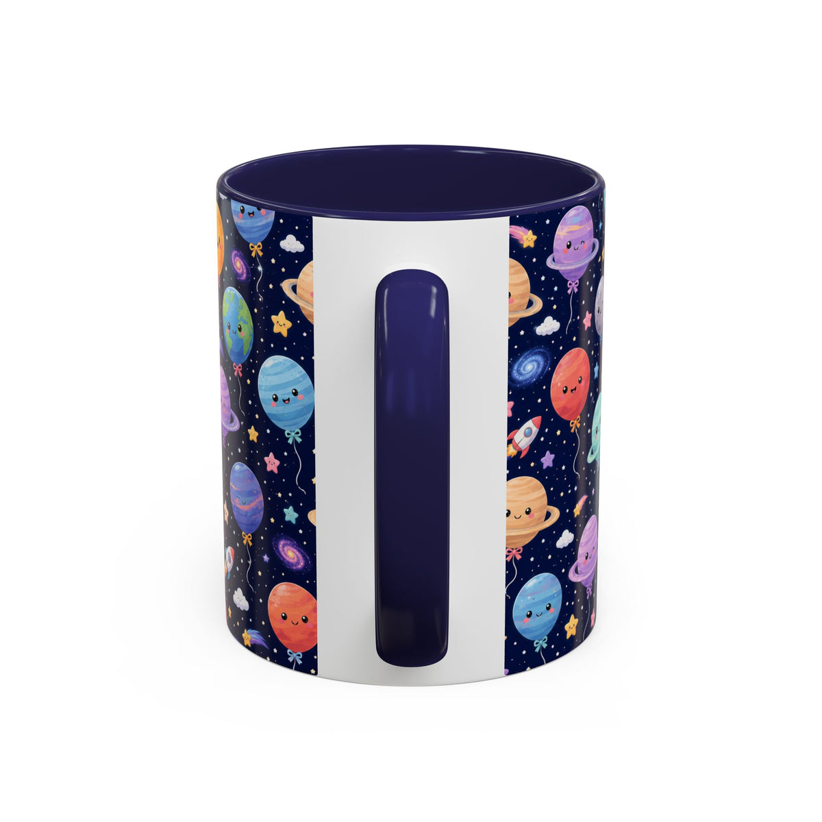 Accent Coffee Mug (11/15 oz) - Kawaii Space Balloon Planet