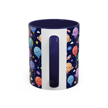 Accent Coffee Mug (11/15 oz) - Kawaii Space Balloon Planet