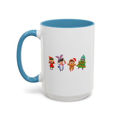 Accent Coffee Mug - Super kiddo in christmas tree attire - [[{"value":"Wonderwear Kid"}]]