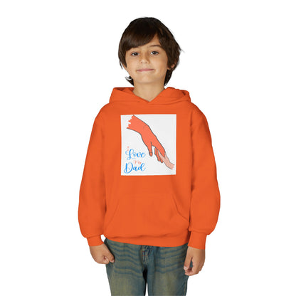 Youth Heavy Blend Hooded Sweatshirt -  Child and dad holding hands Printify