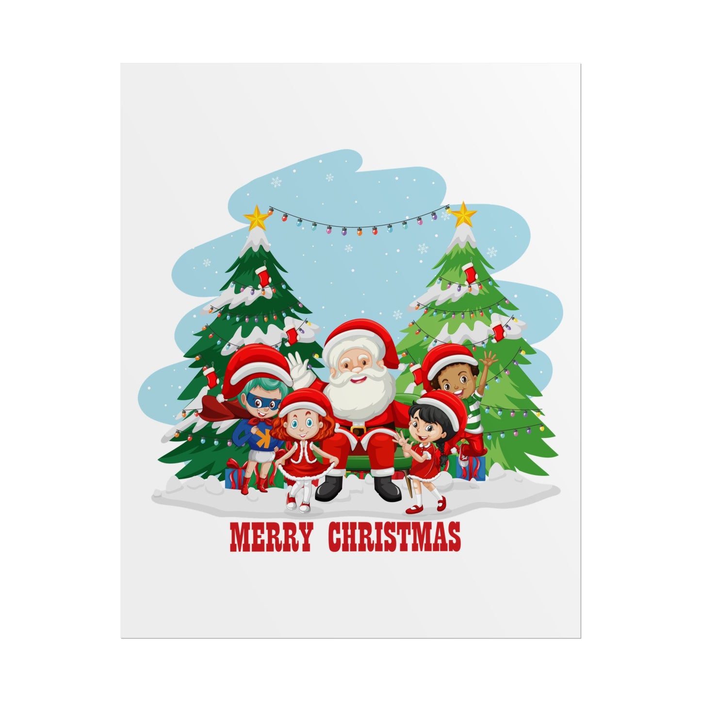 Rolled Posters - Super kiddo with santa claus Merry christmas - [[{"value":"Wonderwear Kid"}]]