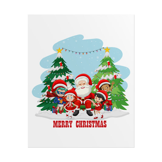 Rolled Posters - Super kiddo with santa claus Merry christmas - [[{"value":"Wonderwear Kid"}]]