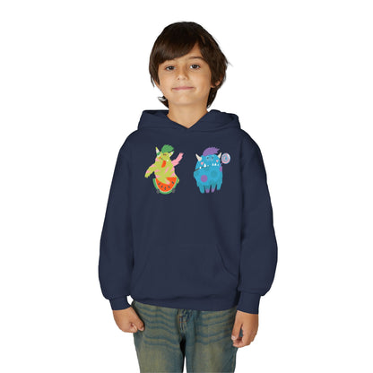 Youth Heavy Blend Hooded Sweatshirt - Funny Toothy monsters Printify