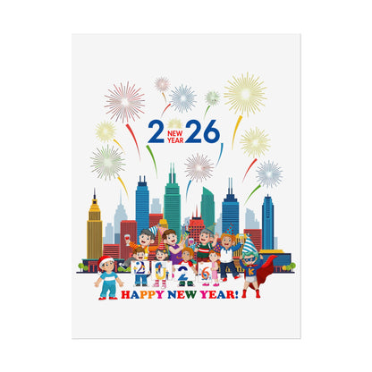 Rolled Posters - Happy new year with fireworks - [[{"value":"Wonderwear Kid"}]]