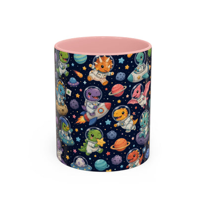 Accent Coffee Mug (11/15 oz) - Cute Dinosaur Astronaut Space