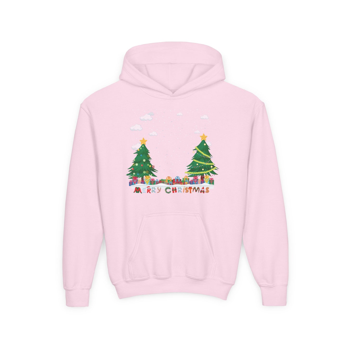 Youth Heavy Blend Hooded Sweatshirt - Christmas and snowing