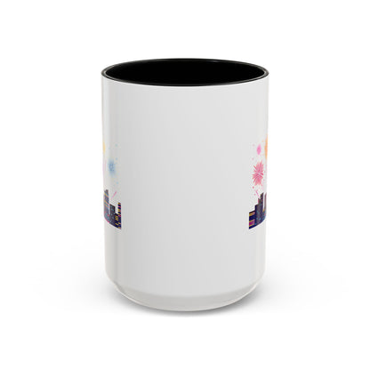 Accent Coffee Mug - Super kiddo with fireworks - [[{"value":"Wonderwear Kid"}]]