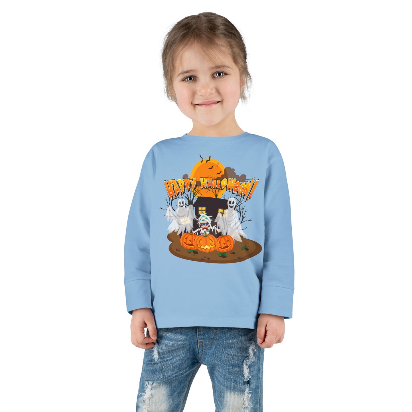 Toddler Long Sleeve Tee - Super kiddo with ghost - [[{"value":"Wonderwear Kid"}]]