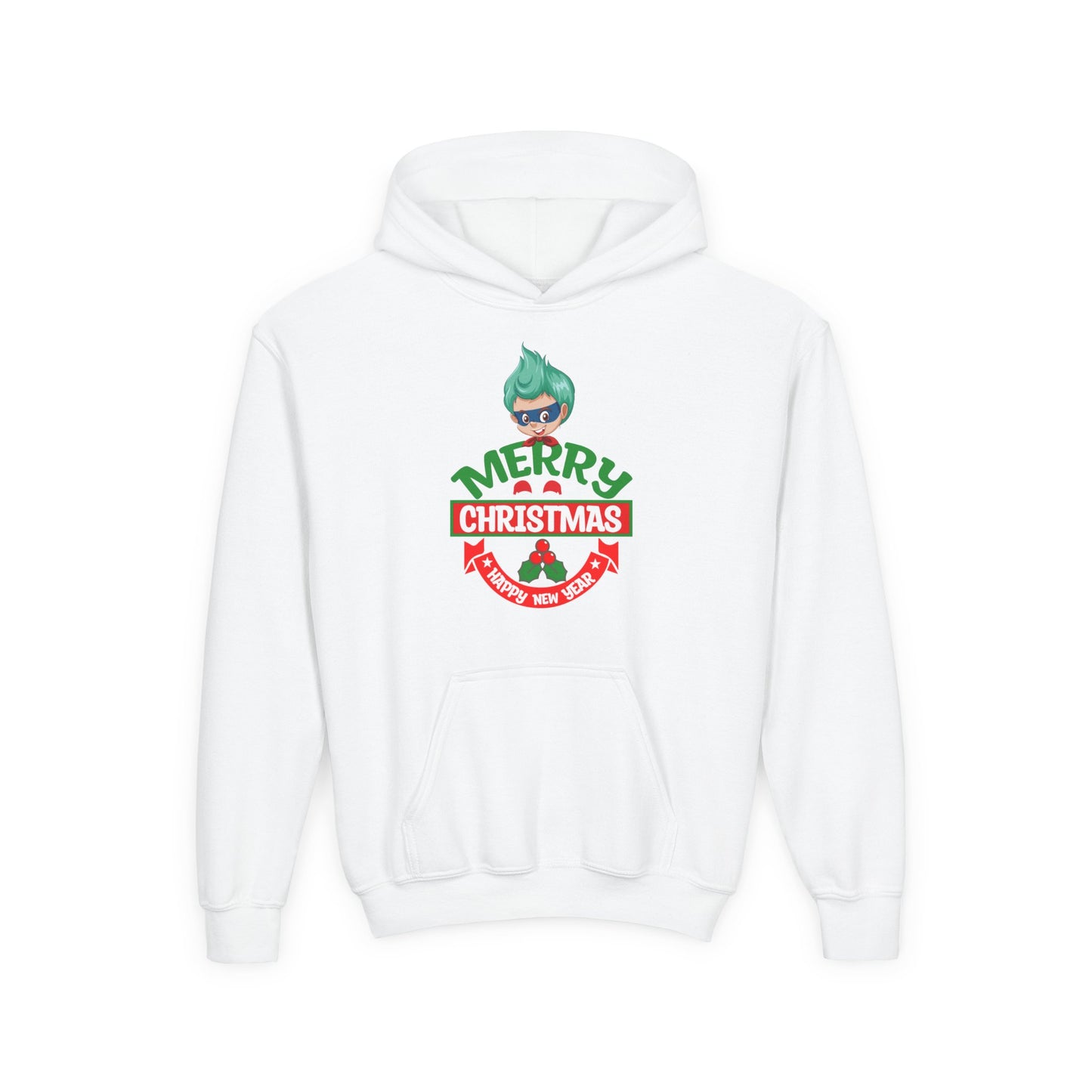 Youth Heavy Blend Hooded Sweatshirt - Merry chridtmas from super kiddo