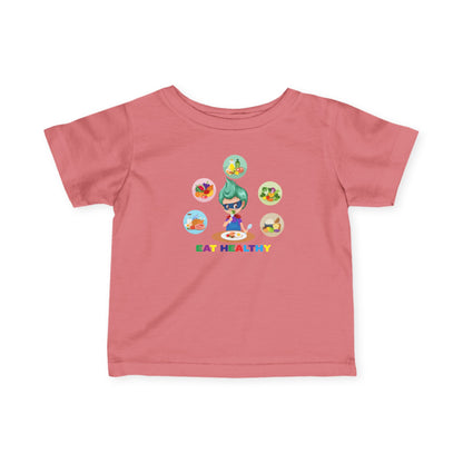 Infant Fine Jersey Tee - Supper kiddo showing healthy food to eat - [[{"value":"Wonderwear Kid"}]]