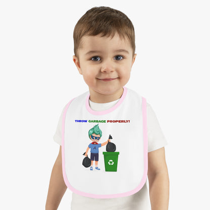 Baby Bib - Super kiddo taking trash out - [[{"value":"Wonderwear Kid"}]]