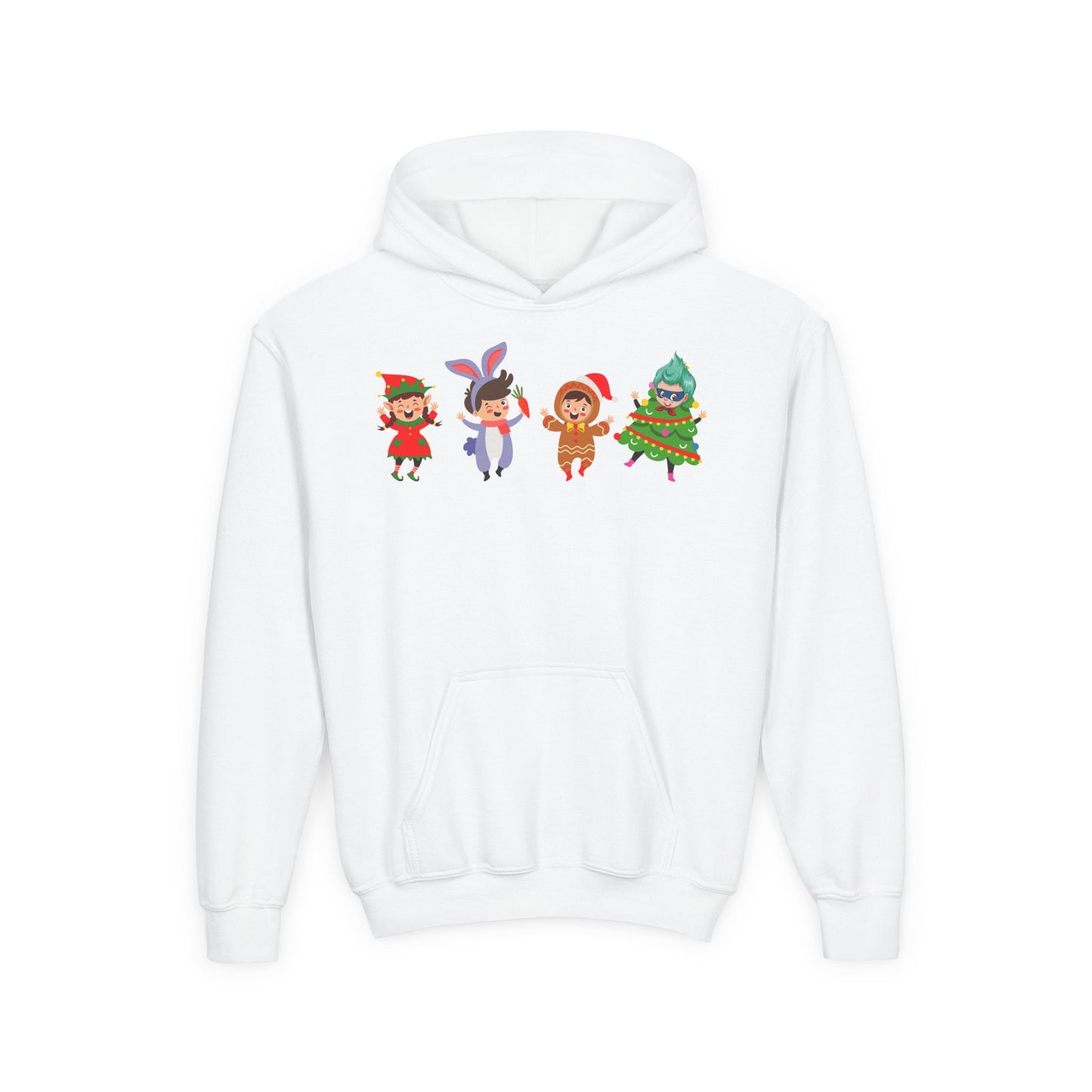 Youth Heavy Blend Hooded Sweatshirt - Super kiddo in christmas tree attire