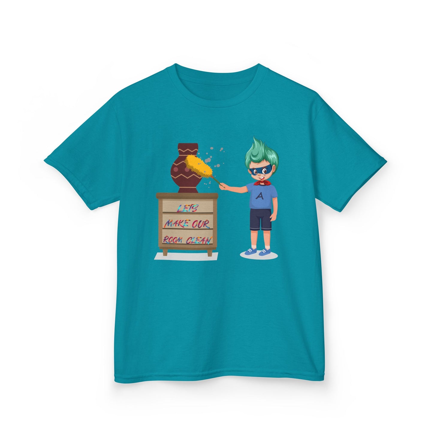 Kids Heavy Cotton™ Tee - Super kiddo cleaning a vase - [[{"value":"Wonderwear Kid"}]]