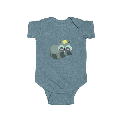 Infant Fine Jersey Bodysuit - Sleeping racoon Printify