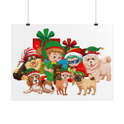 Rolled Posters - Christmas with super kiddo pet friends without text - [[{"value":"Wonderwear Kid"}]]