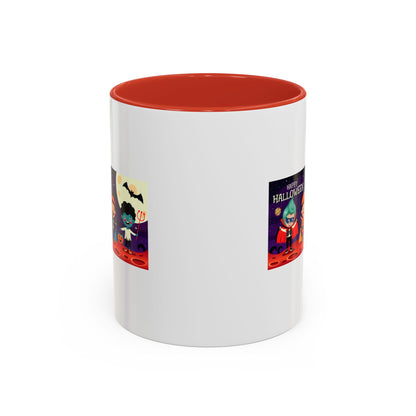 Accent Coffee Mug - Super kiddo with friends on holloween - [[{"value":"Wonderwear Kid"}]]