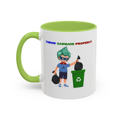 Accent Coffee Mug - Super kiddo taking trash out - [[{"value":"Wonderwear Kid"}]]