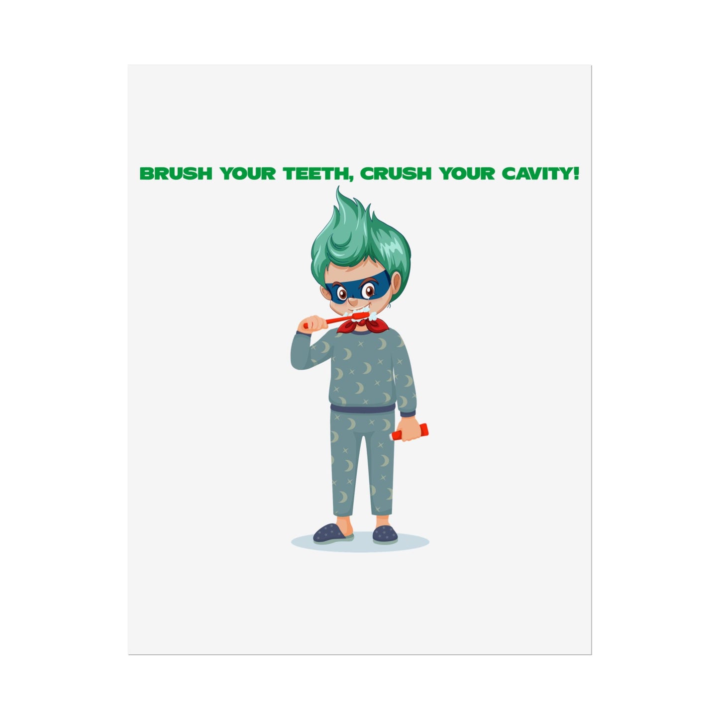 Rolled Posters - Super kiddo brushing teeth - [[{"value":"Wonderwear Kid"}]]