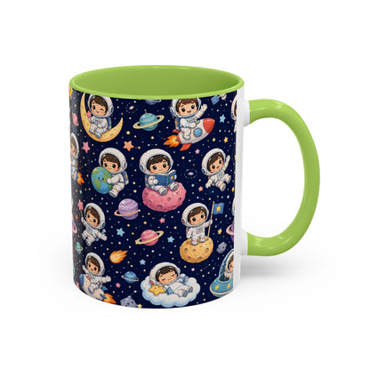 Accent Coffee Mug  (11/15 oz) - Kawaii Astronauts in a Starry Space Adventure