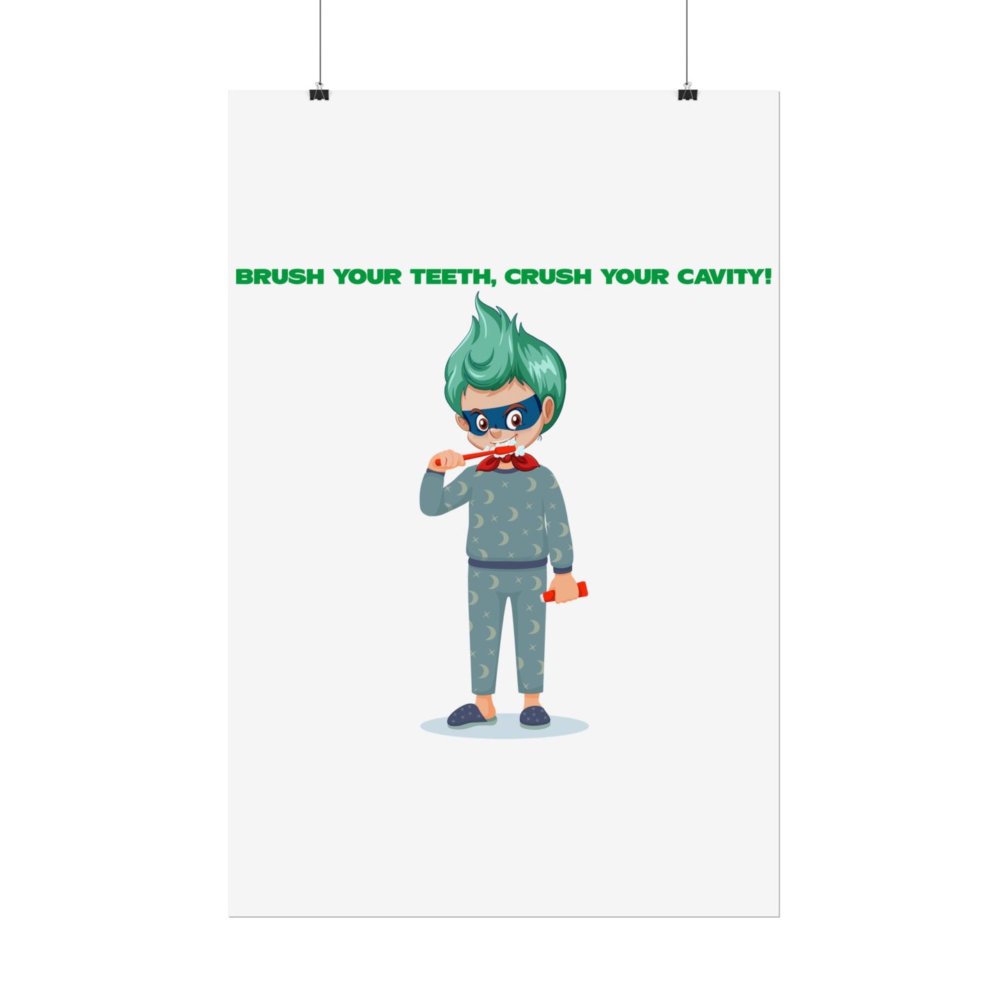 Rolled Posters - Super kiddo brushing teeth - [[{"value":"Wonderwear Kid"}]]