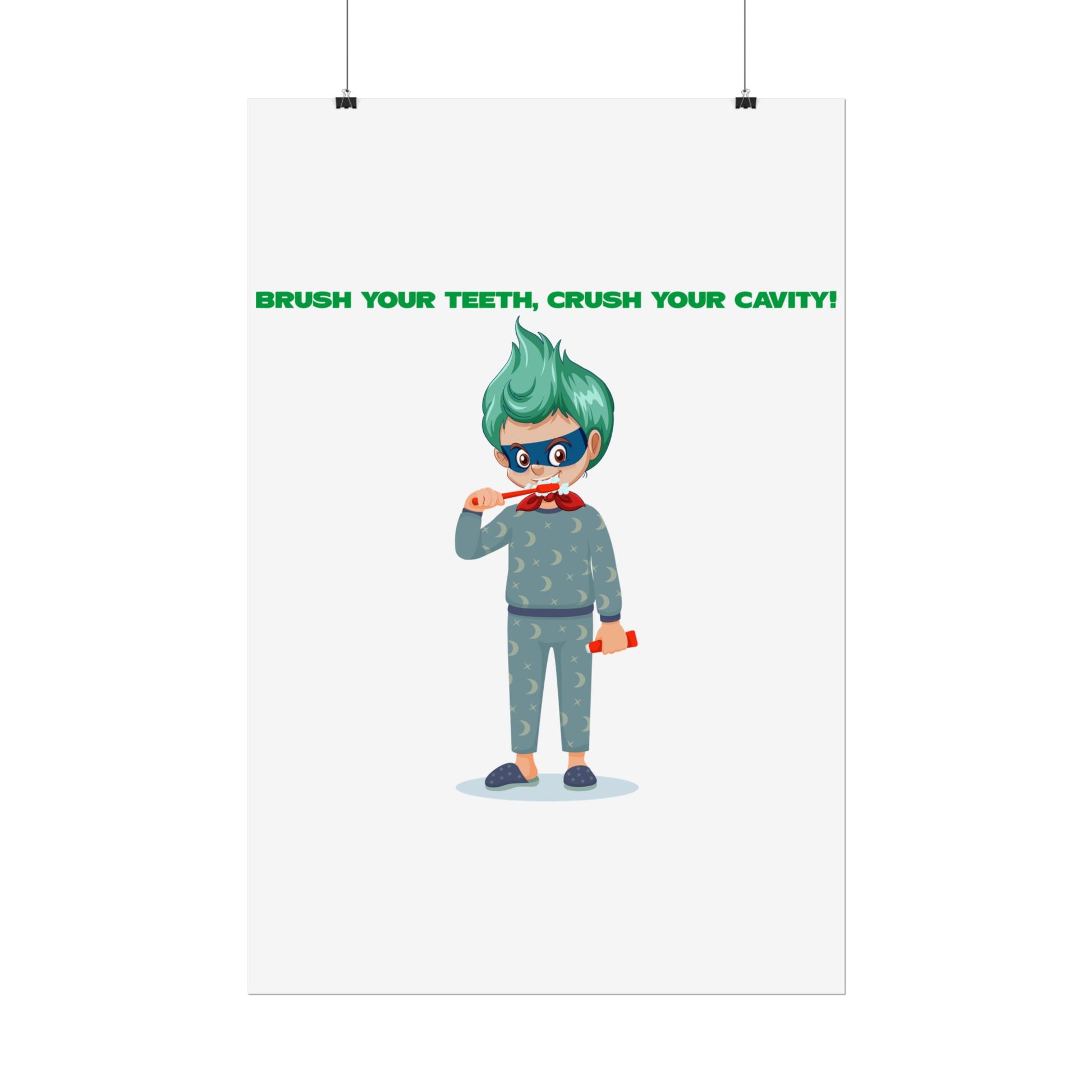 Rolled Posters - Super kiddo brushing teeth - [[{"value":"Wonderwear Kid"}]]