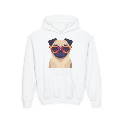 Kids Cool Pug Sunglasses Hoodie Printify