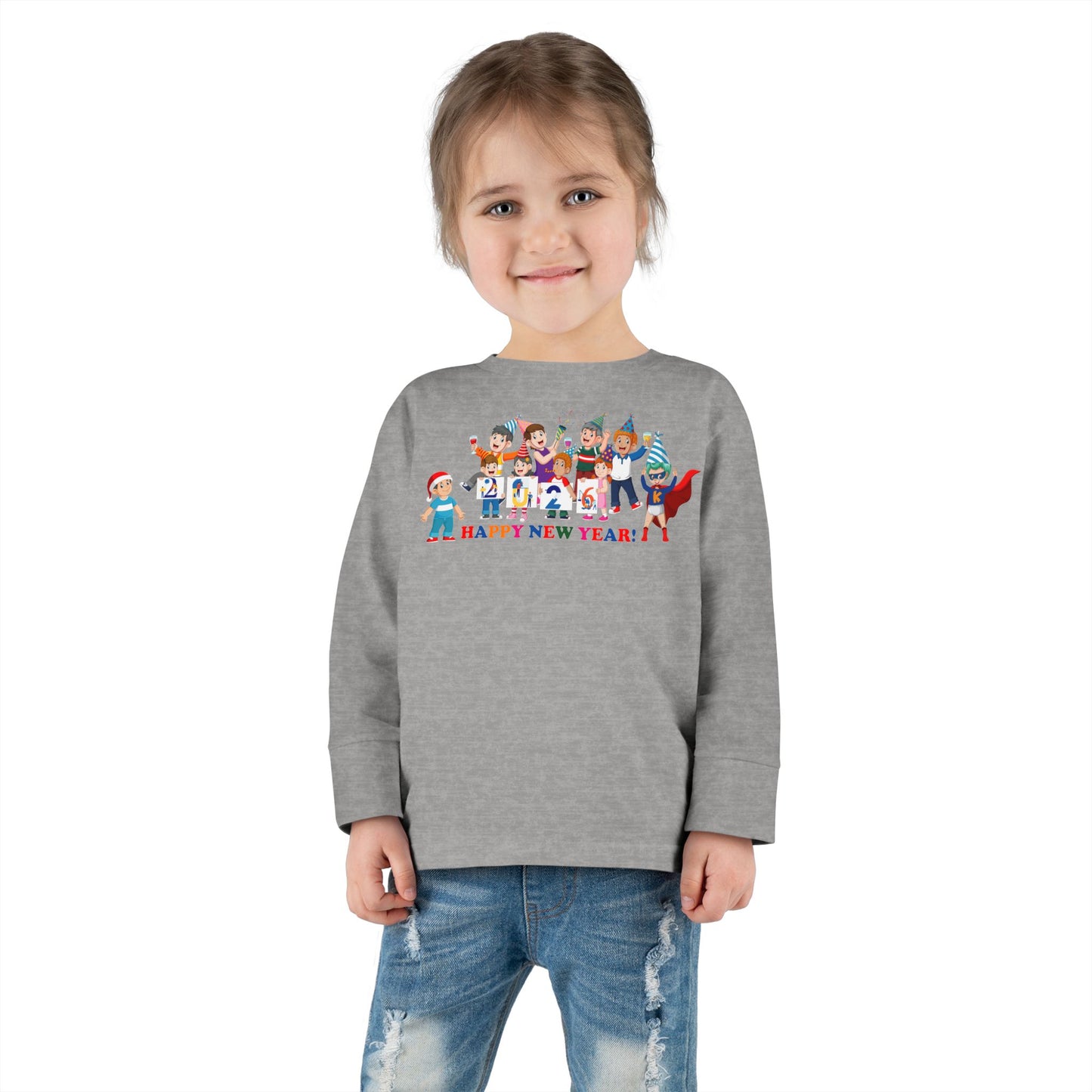 Toddler Long Sleeve Tee - Happy new year from super kiddo - [[{"value":"Wonderwear Kid"}]]