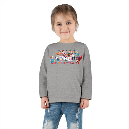 Toddler Long Sleeve Tee - Happy new year from super kiddo - [[{"value":"Wonderwear Kid"}]]