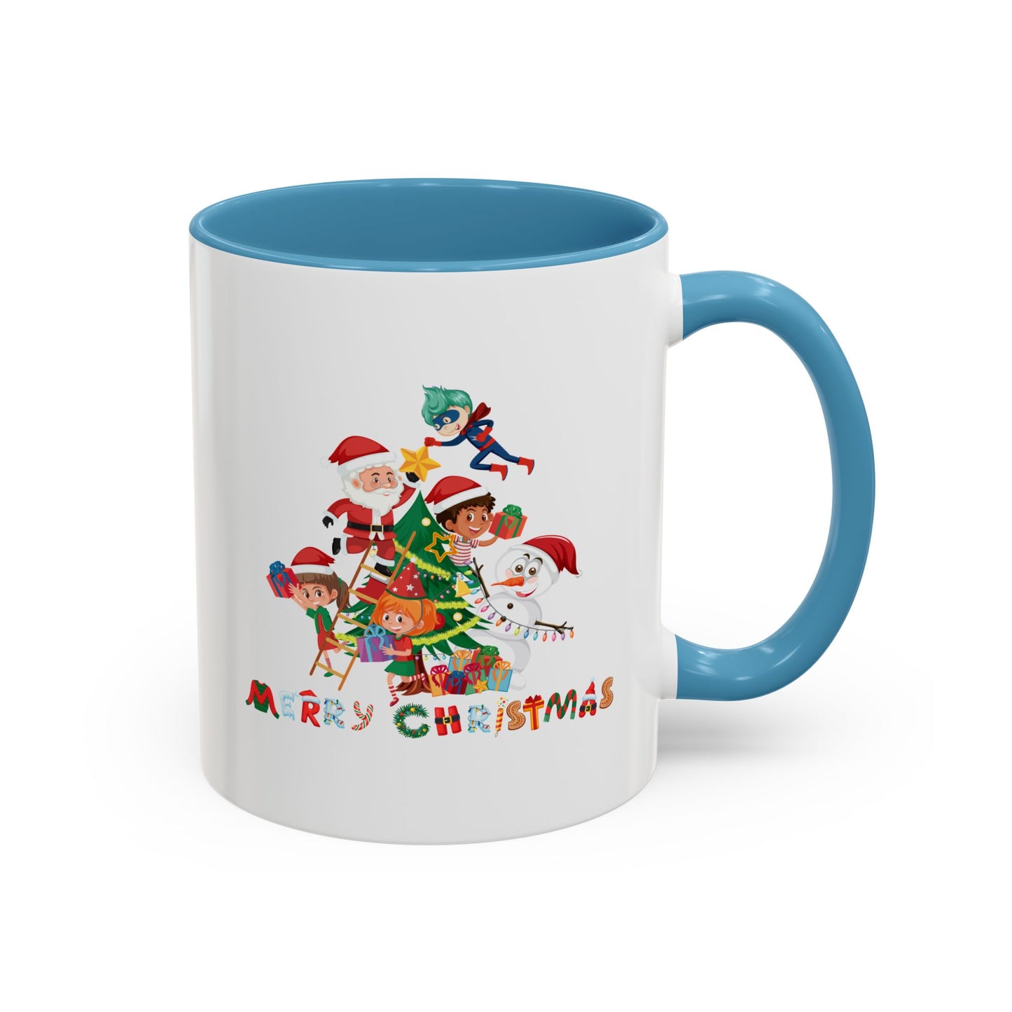 Accent Coffee Mug - Super kiddo making christmas tree with text