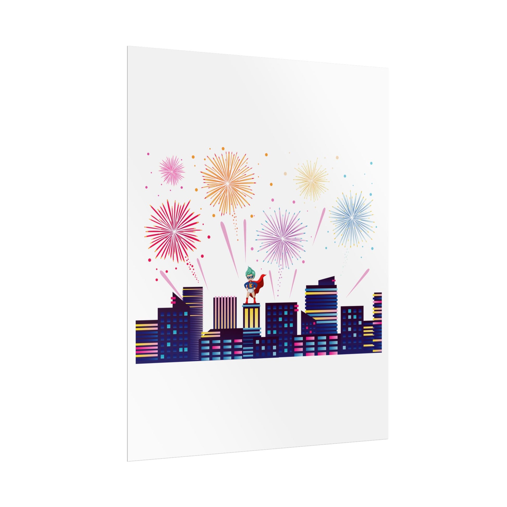 Rolled Posters - Super kiddo with fireworks - [[{"value":"Wonderwear Kid"}]]