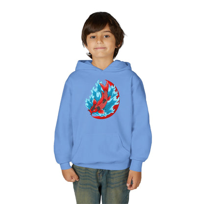 Youth Heavy Blend Hooded Sweatshirt - Red koi Printify