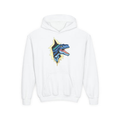 Youth Heavy Blend Hooded Sweatshirt -  Utah raptor dinosaur Printify