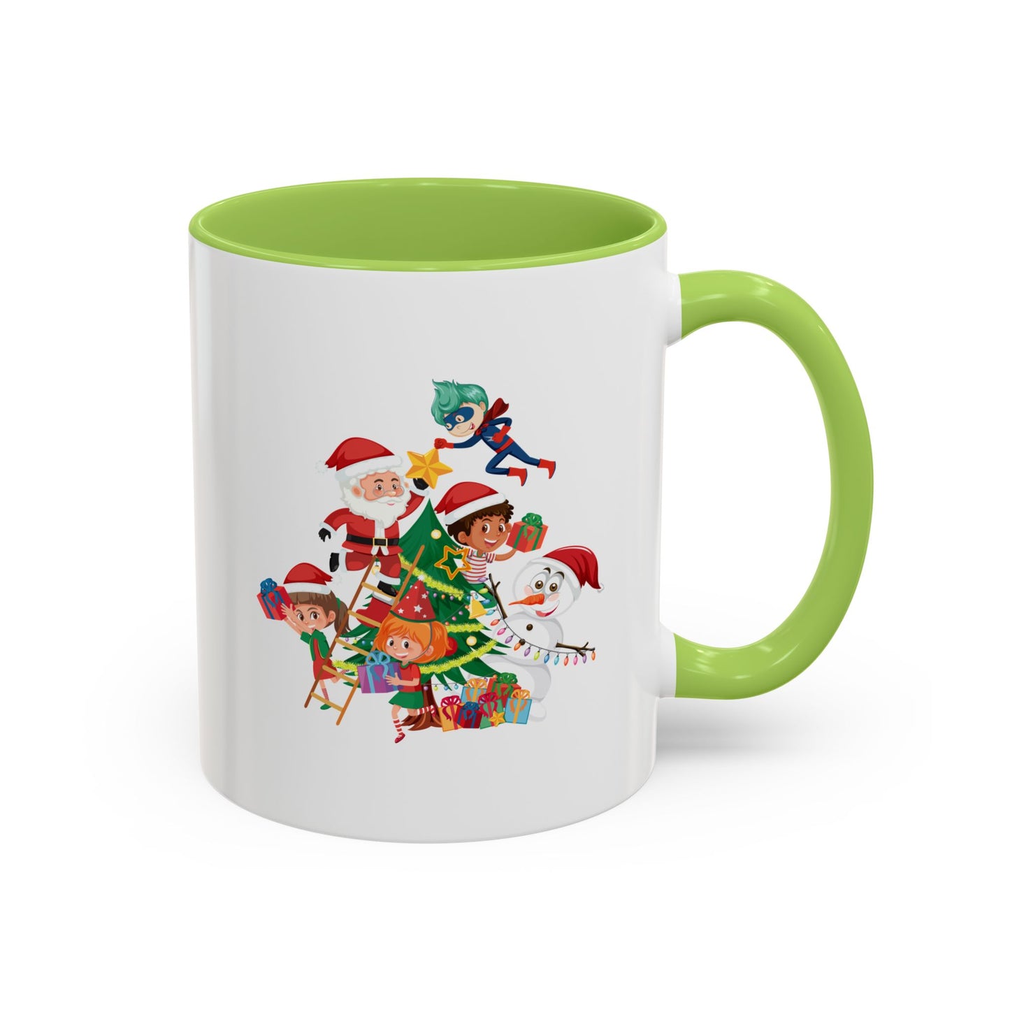 Accent Coffee Mug - Super kiddo making christmas tree