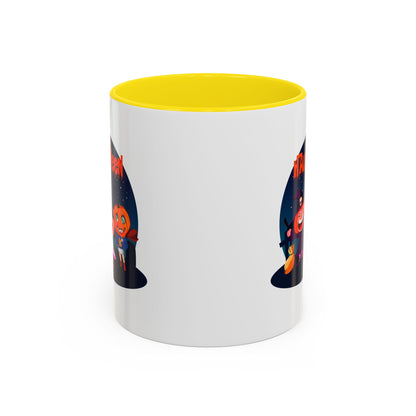 Accent Coffee Mug - Super kiddo wearing pumpkin - [[{"value":"Wonderwear Kid"}]]