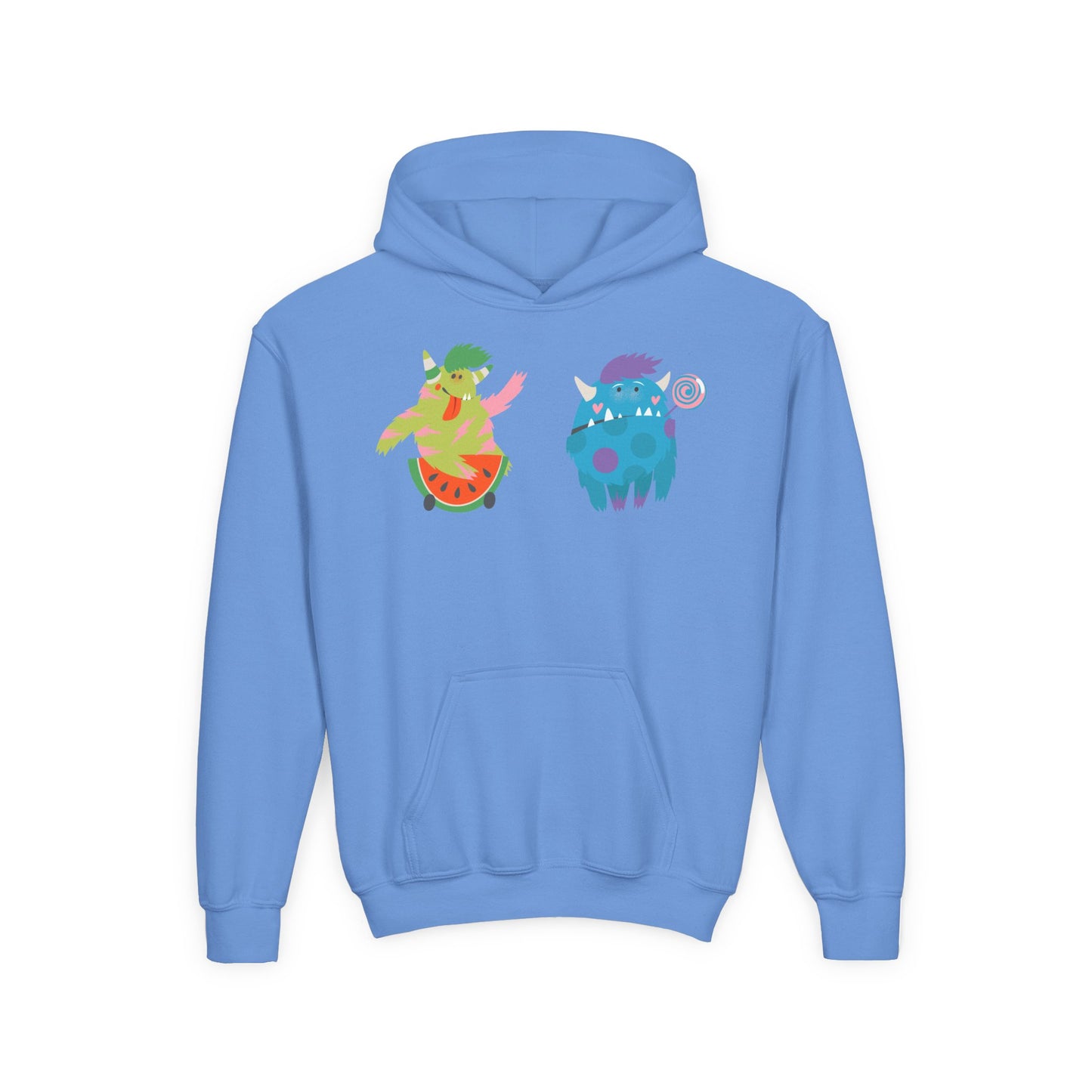 Youth Heavy Blend Hooded Sweatshirt - Funny Toothy monsters