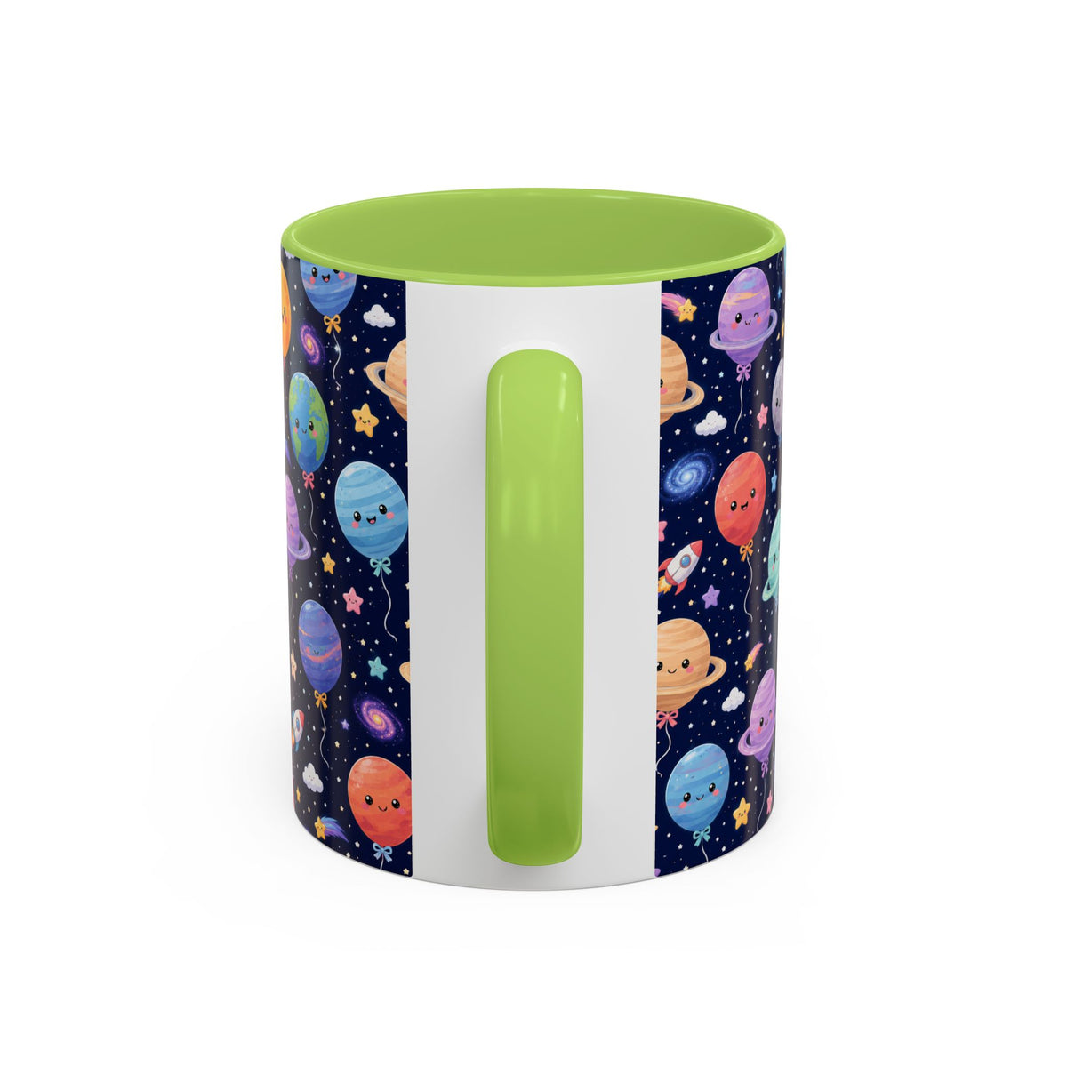 Accent Coffee Mug (11/15 oz) - Kawaii Space Balloon Planet