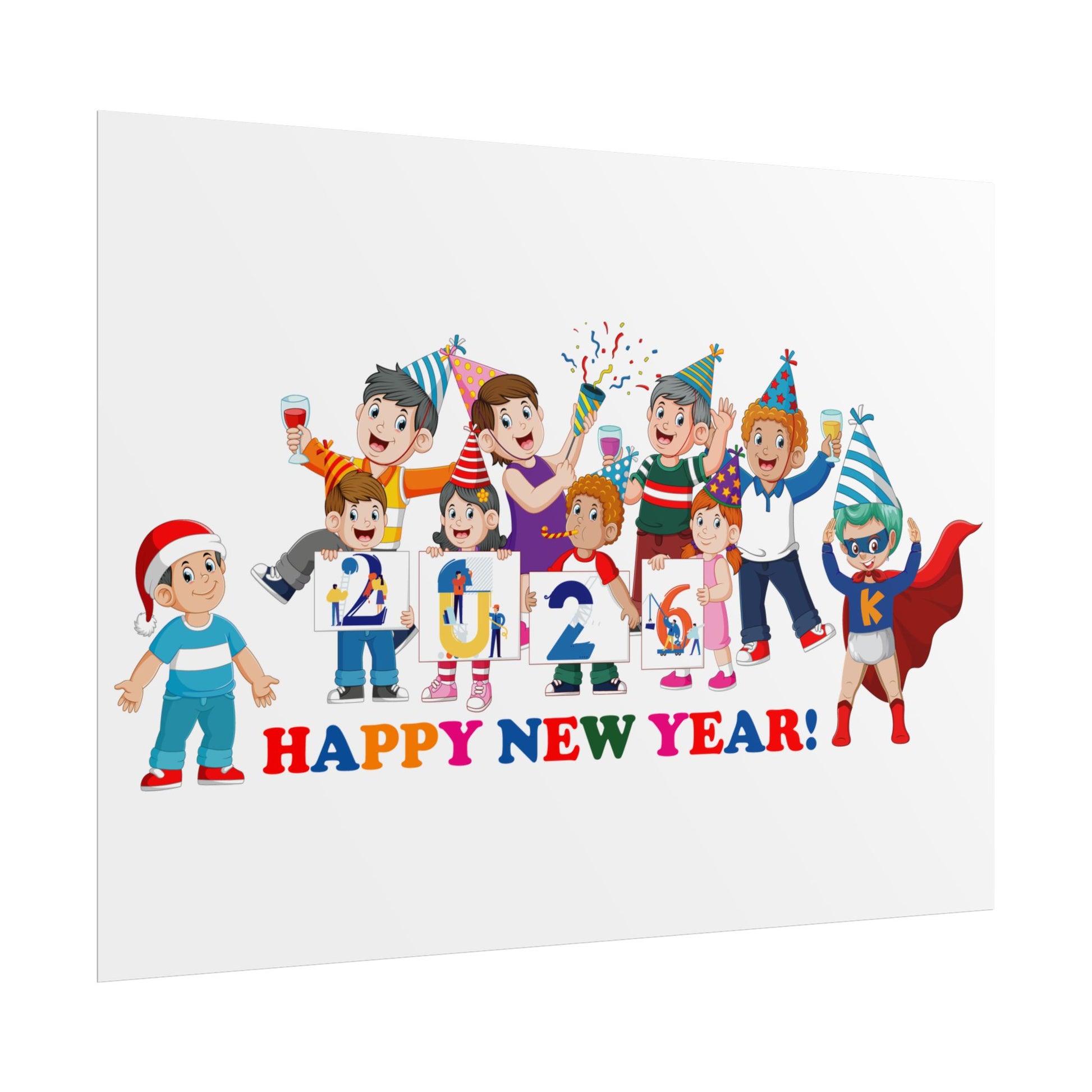 Rolled Posters - Happy new year from super kiddo - [[{"value":"Wonderwear Kid"}]]