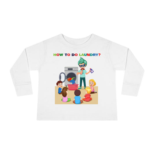Toddler Long Sleeve Tee - super kiddo teaching laundry - [[{"value":"Wonderwear Kid"}]]
