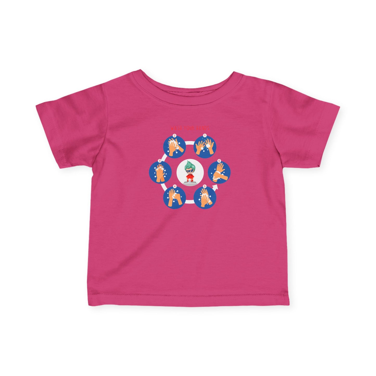 Infant Fine Jersey Tee - Super kiddo teaching how to wash hands - [[{"value":"Wonderwear Kid"}]]